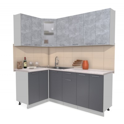 Кухонный гарнитур Мила 1,2х2,0 м (Бетон/Антрацит) фабрика Интерлиния Кухонный гарнитур Мила 1,2х2,0 м (Бетон/Антрацит) фабрика Интерлиния