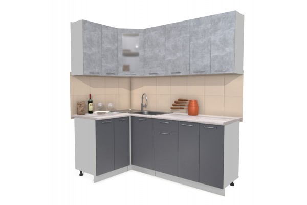 Кухонный гарнитур Мила 1,2х2,0 м (Бетон/Антрацит) фабрика Интерлиния