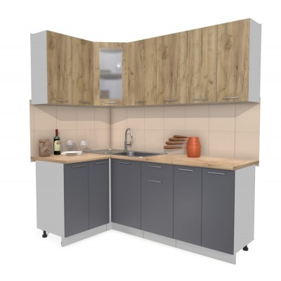 Кухонный гарнитур Мила 1,2х2,0 м (Дуб золотой/Антрацит) фабрика Интерлиния Кухонный гарнитур Мила 1,2х2,0 м (Дуб золотой/Антрацит) фабрика Интерлиния