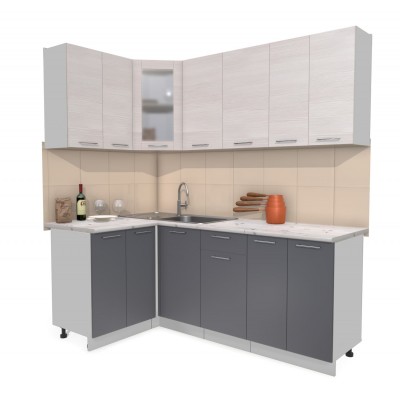 Кухонный гарнитур Мила 1,2х2,0 м (Вудлайн кремовый/Антрацит) фабрика Интерлиния Кухонный гарнитур Мила 1,2х2,0 м (Вудлайн кремовый/Антрацит) фабрика Интерлиния