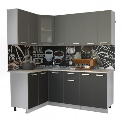 Кухонный гарнитур Мила 1,2х2,0 м (Серебро/Антрацит) фабрика Интерлиния Кухонный гарнитур Мила 1,2х2,0 м (Серебро/Антрацит) фабрика Интерлиния