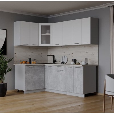 Кухонный гарнитур Мила 1,2х2,0 м (Белый Платинум/Бетон) фабрика Интерлиния Кухонный гарнитур Мила 1,2х2,0 м (Белый Платинум/Бетон) фабрика Интерлиния