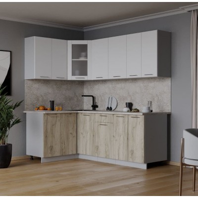 Кухонный гарнитур Мила 1,2х2,0 м (Белый Платинум/Дуб серый) фабрика Интерлиния Кухонный гарнитур Мила 1,2х2,0 м (Белый Платинум/Дуб серый) фабрика Интерлиния