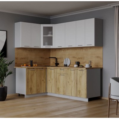 Кухонный гарнитур Мила 1,2х2,0 м (Белый Платинум/Дуб золотой) фабрика Интерлиния Кухонный гарнитур Мила 1,2х2,0 м (Белый Платинум/Дуб золотой) фабрика Интерлиния
