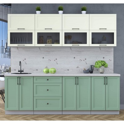 Готовая кухня Тренд Soft-touch 2,4Б (Белый/Мята) фабрика Интерлиния Готовая кухня Тренд Soft-touch 2,4Б (Белый/Мята) фабрика Интерлиния