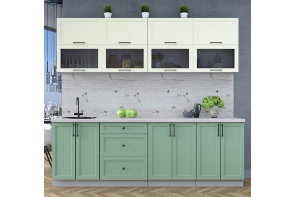 Готовая кухня Тренд Soft-touch 2,4Б (Белый/Мята) фабрика Интерлиния