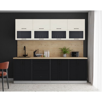 Готовая кухня Тренд Soft-touch 2,4Б (Белый/Черный) фабрика Интерлиния Готовая кухня Тренд Soft-touch 2,4Б (Белый/Черный) фабрика Интерлиния