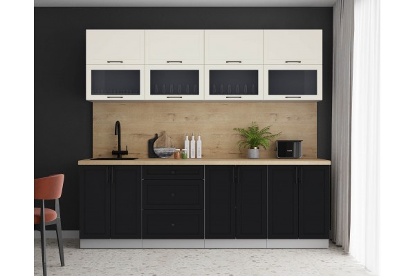 Готовая кухня Тренд Soft-touch 2,4Б (Белый/Черный) фабрика Интерлиния