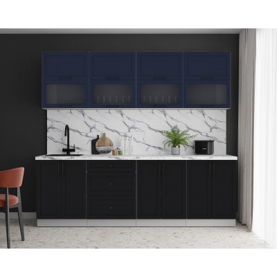 Готовая кухня Тренд Soft-touch 2,4Б (Индиго/Черный) фабрика Интерлиния Готовая кухня Тренд Soft-touch 2,4Б (Индиго/Черный) фабрика Интерлиния