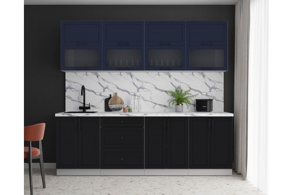 Готовая кухня Тренд Soft-touch 2,4Б (Индиго/Черный) фабрика Интерлиния
