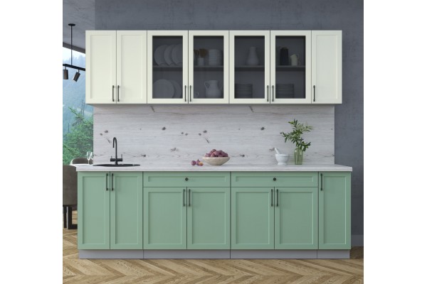 Готовая кухня Тренд Soft-touch 2,5А (Белый/Мята) фабрика Интерлиния