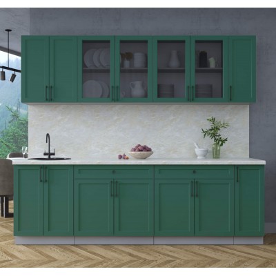 Готовая кухня Тренд Soft-touch 2,5А (Изумруд/Изумруд) фабрика Интерлиния Готовая кухня Тренд Soft-touch 2,5А (Изумруд/Изумруд) фабрика Интерлиния