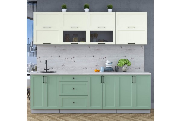 Готовая кухня Тренд Soft-touch 2,5Б (Белый/Мята) фабрика Интерлиния
