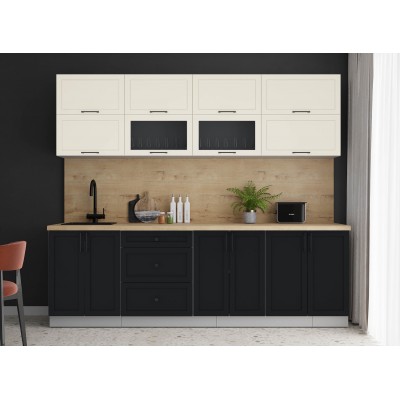 Готовая кухня Тренд Soft-touch 2,5Б (Белый/Черный) фабрика Интерлиния Готовая кухня Тренд Soft-touch 2,5Б (Белый/Черный) фабрика Интерлиния