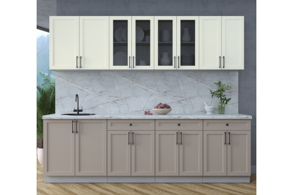 Готовая кухня Тренд Soft-touch 2,6А (Белый/Луна) фабрика Интерлиния