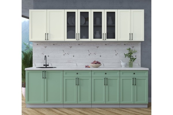 Готовая кухня Тренд Soft-touch 2,6А (Белый/Мята) фабрика Интерлиния