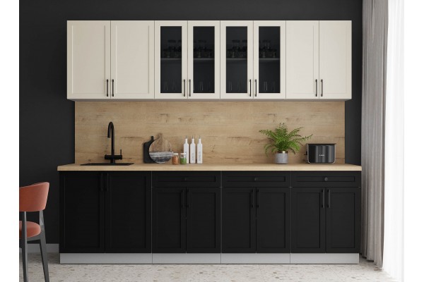 Готовая кухня Тренд Soft-touch 2,6А (Белый/Черный) фабрика Интерлиния