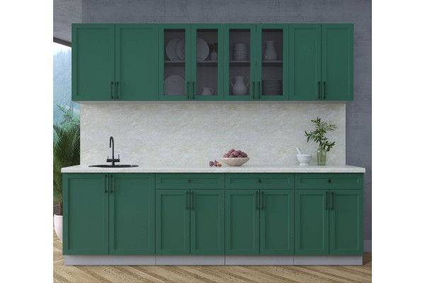 Готовая кухня Тренд Soft-touch 2,6А (Изумруд/Изумруд) фабрика Интерлиния
