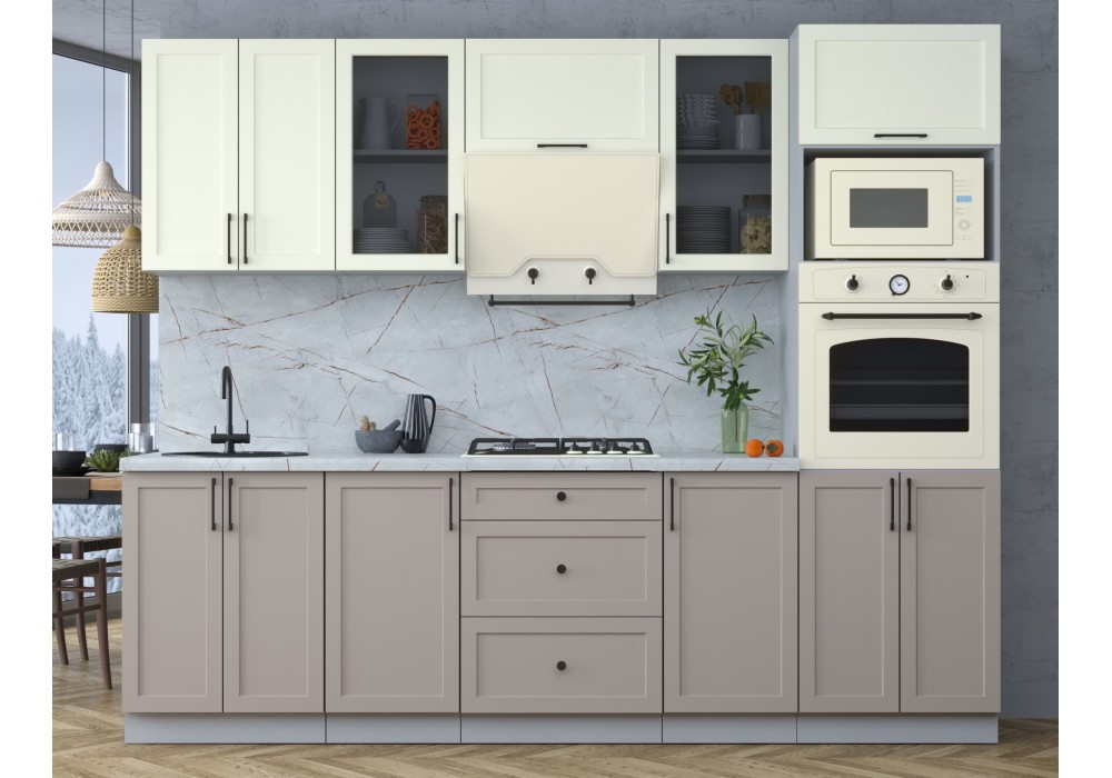 Готовая кухня Тренд Soft-touch 2,6В (Белый/Луна) фабрика Интерлиния в Минске Готовая кухня Тренд Soft-touch 2,6В (Белый/Луна) фабрика Интерлиния
