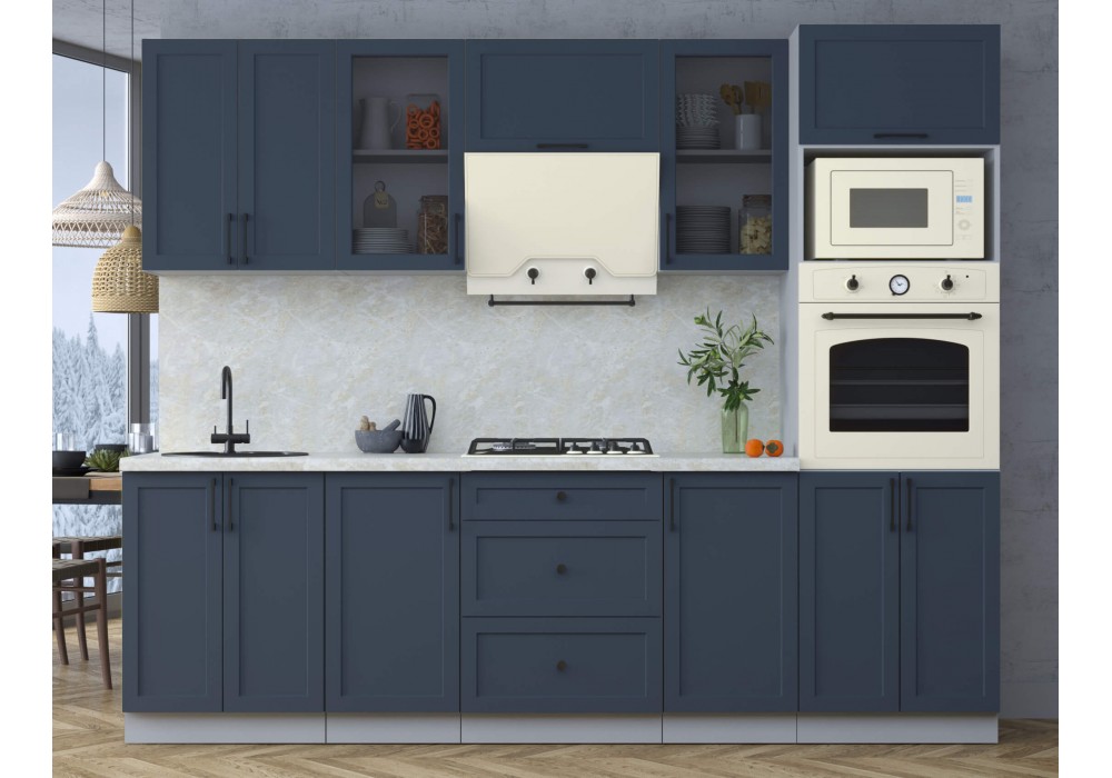 Готовая кухня Тренд Soft-touch 2,6В (Индиго/Индиго) фабрика Интерлиния в Минске Готовая кухня Тренд Soft-touch 2,6В (Индиго/Индиго) фабрика Интерлиния