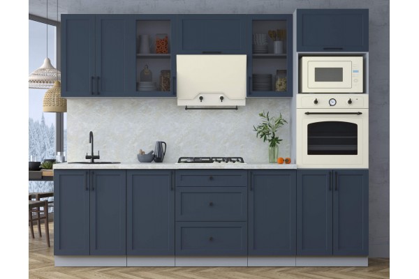 Готовая кухня Тренд Soft-touch 2,6В (Индиго/Индиго) фабрика Интерлиния