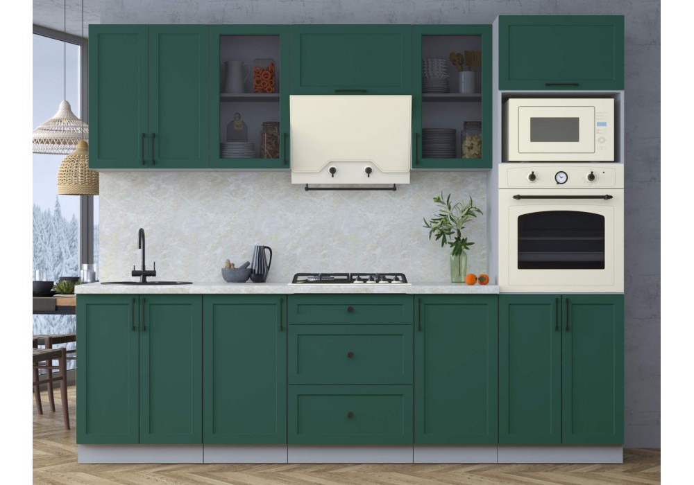 Готовая кухня Тренд Soft-touch 2,6В (Изумруд/Изумруд) фабрика Интерлиния в Минске Готовая кухня Тренд Soft-touch 2,6В (Изумруд/Изумруд) фабрика Интерлиния