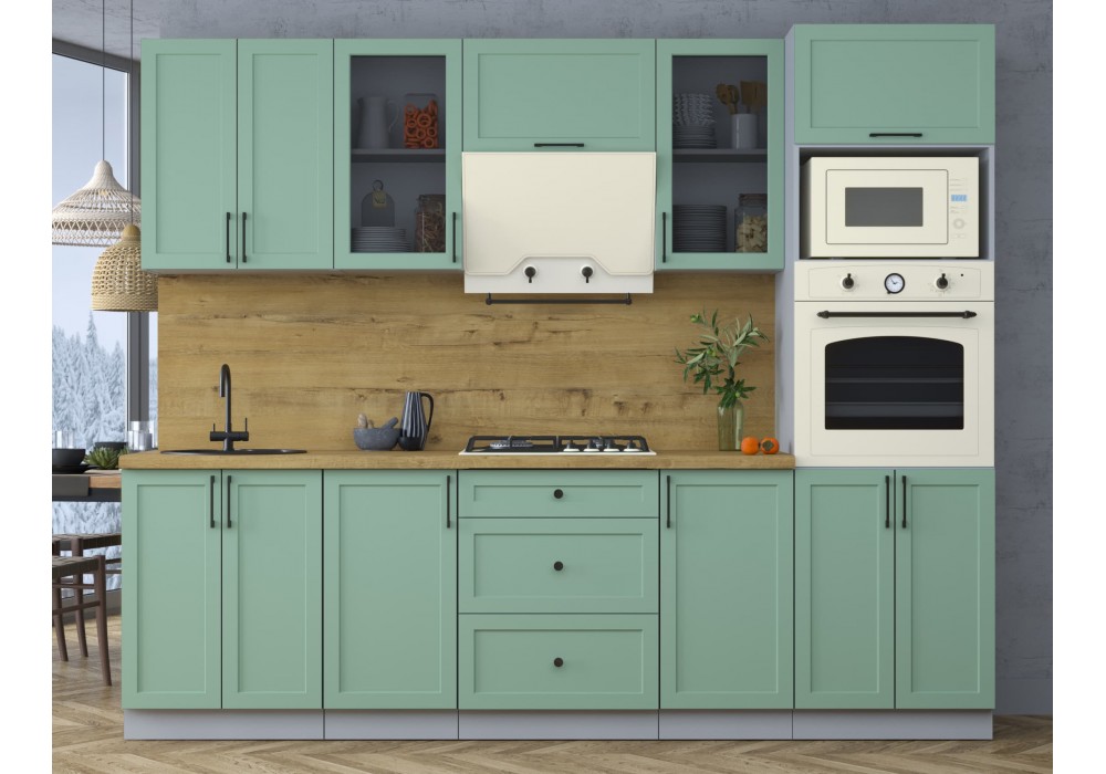 Готовая кухня Тренд Soft-touch 2,6В (Мята/Мята) фабрика Интерлиния в Минске Готовая кухня Тренд Soft-touch 2,6В (Мята/Мята) фабрика Интерлиния