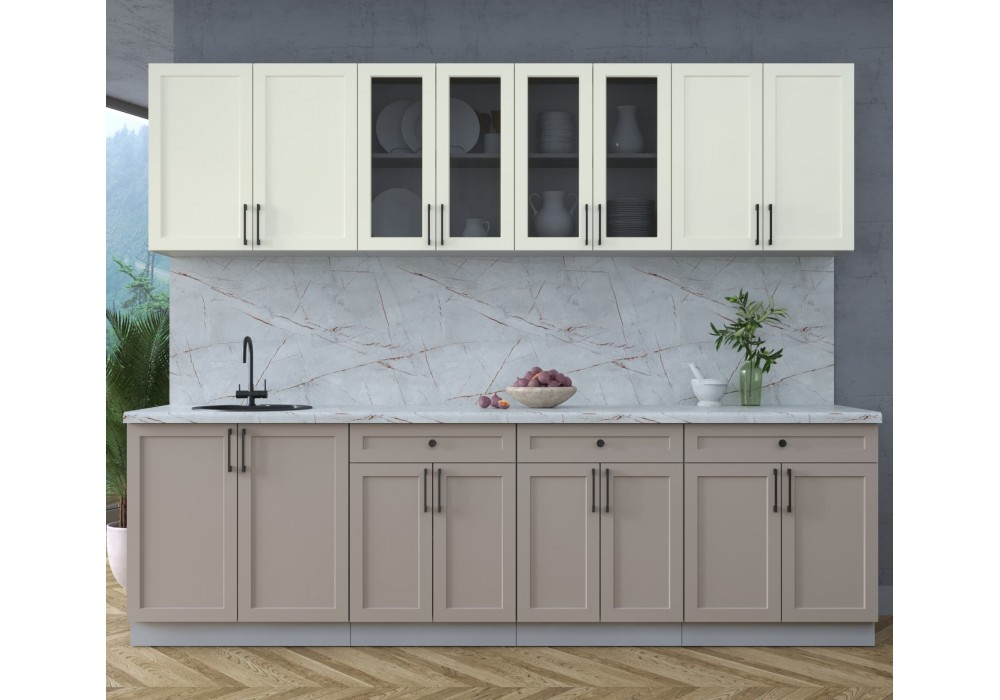 Готовая кухня Тренд Soft-touch 2,7А (Белый/Луна) фабрика Интерлиния в Минске Готовая кухня Тренд Soft-touch 2,7А (Белый/Луна) фабрика Интерлиния