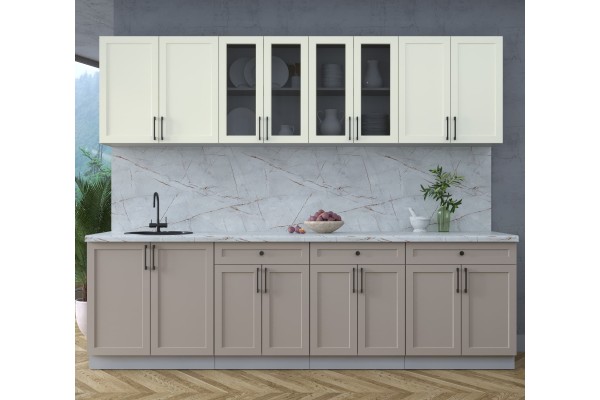 Готовая кухня Тренд Soft-touch 2,7А (Белый/Луна) фабрика Интерлиния