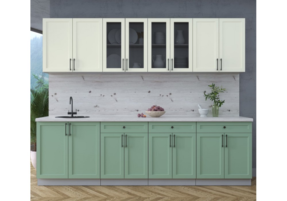 Готовая кухня Тренд Soft-touch 2,7А (Белый/Мята) фабрика Интерлиния в Минске Готовая кухня Тренд Soft-touch 2,7А (Белый/Мята) фабрика Интерлиния