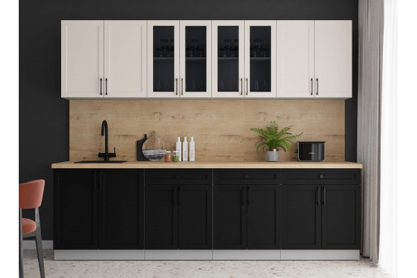 Готовая кухня Тренд Soft-touch 2,7А (Белый/Черный) фабрика Интерлиния