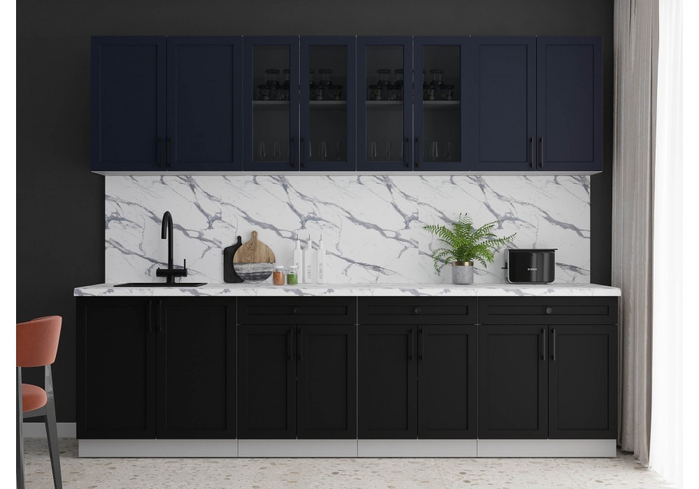 Готовая кухня Тренд Soft-touch 2,7А (Индиго/Черный) фабрика Интерлиния в Минске Готовая кухня Тренд Soft-touch 2,7А (Индиго/Черный) фабрика Интерлиния