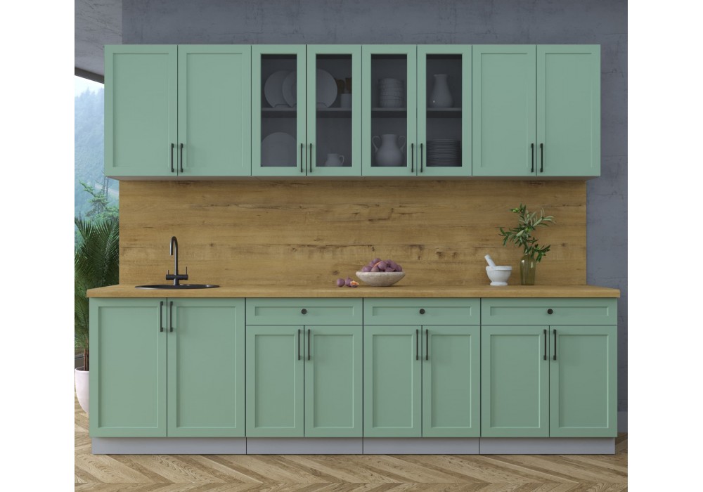 Готовая кухня Тренд Soft-touch 2,7А (Мята/Мята) фабрика Интерлиния в Минске Готовая кухня Тренд Soft-touch 2,7А (Мята/Мята) фабрика Интерлиния