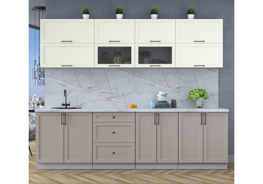 Готовая кухня Тренд Soft-touch 2,7Б (Белый/Луна) фабрика Интерлиния в Минске Готовая кухня Тренд Soft-touch 2,7Б (Белый/Луна) фабрика Интерлиния