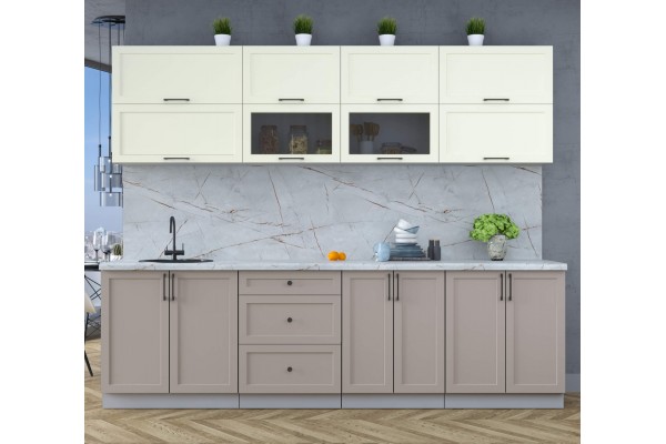 Готовая кухня Тренд Soft-touch 2,7Б (Белый/Луна) фабрика Интерлиния