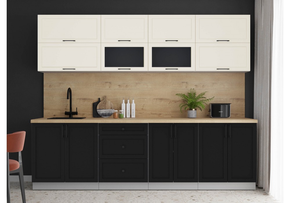 Готовая кухня Тренд Soft-touch 2,7Б (Белый/Черный) фабрика Интерлиния в Минске Готовая кухня Тренд Soft-touch 2,7Б (Белый/Черный) фабрика Интерлиния