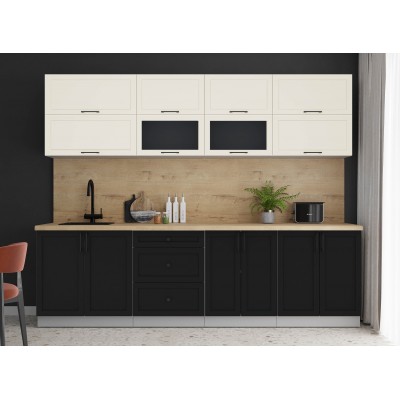 Готовая кухня Тренд Soft-touch 2,7Б (Белый/Черный) фабрика Интерлиния Готовая кухня Тренд Soft-touch 2,7Б (Белый/Черный) фабрика Интерлиния