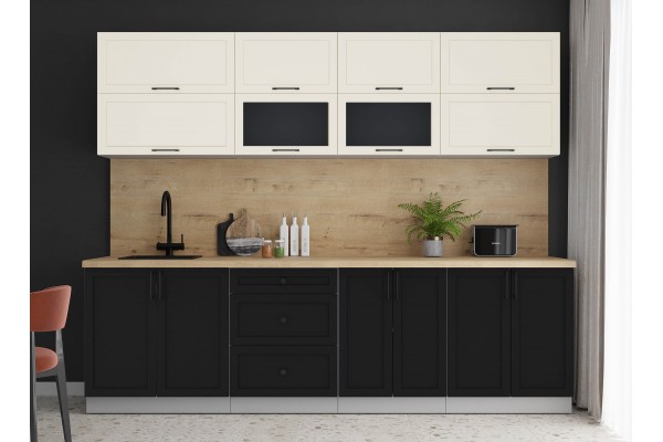 Готовая кухня Тренд Soft-touch 2,7Б (Белый/Черный) фабрика Интерлиния