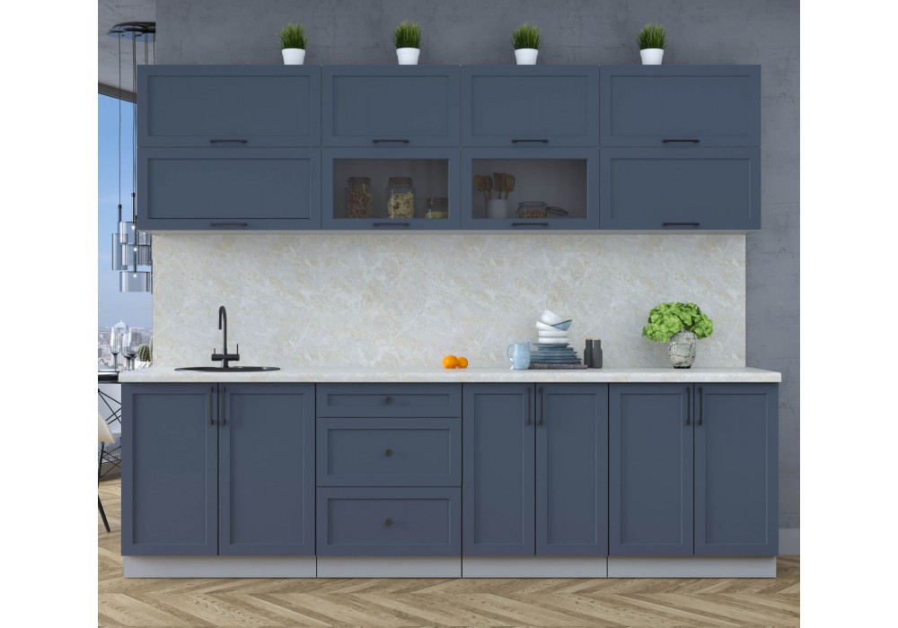 Готовая кухня Тренд Soft-touch 2,7Б (Индиго/Индиго) фабрика Интерлиния в Минске Готовая кухня Тренд Soft-touch 2,7Б (Индиго/Индиго) фабрика Интерлиния