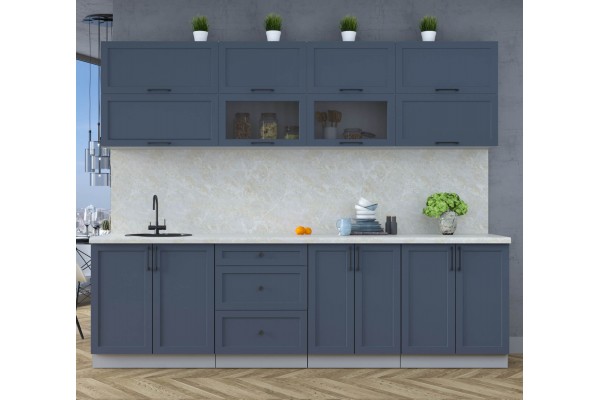 Готовая кухня Тренд Soft-touch 2,7Б (Индиго/Индиго) фабрика Интерлиния