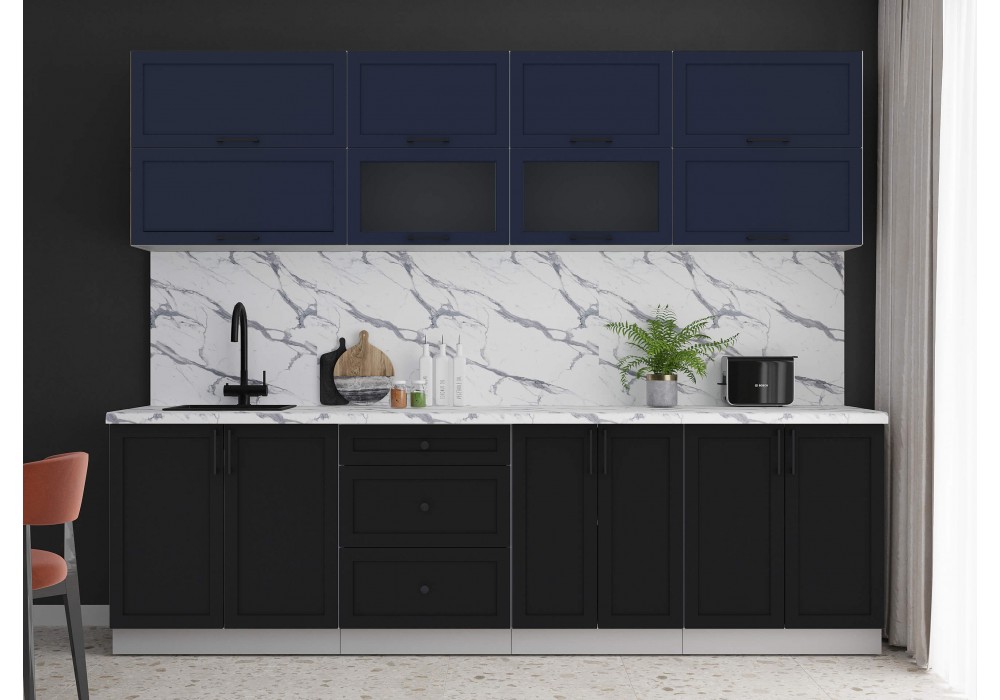 Готовая кухня Тренд Soft-touch 2,7Б (Индиго/Черный) фабрика Интерлиния в Минске Готовая кухня Тренд Soft-touch 2,7Б (Индиго/Черный) фабрика Интерлиния