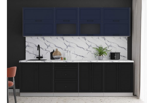 Готовая кухня Тренд Soft-touch 2,7Б (Индиго/Черный) фабрика Интерлиния