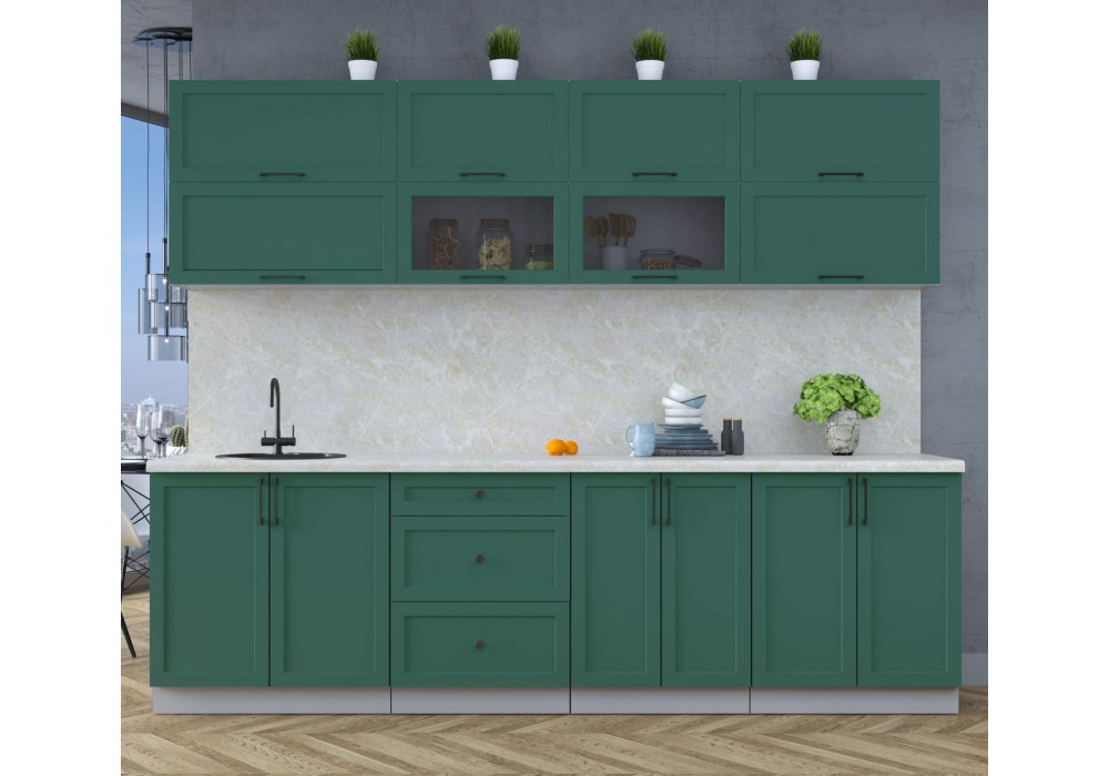 Готовая кухня Тренд Soft-touch 2,7Б (Изумруд/Изумруд) фабрика Интерлиния в Минске Готовая кухня Тренд Soft-touch 2,7Б (Изумруд/Изумруд) фабрика Интерлиния