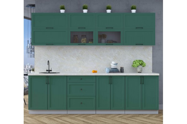 Готовая кухня Тренд Soft-touch 2,7Б (Изумруд/Изумруд) фабрика Интерлиния
