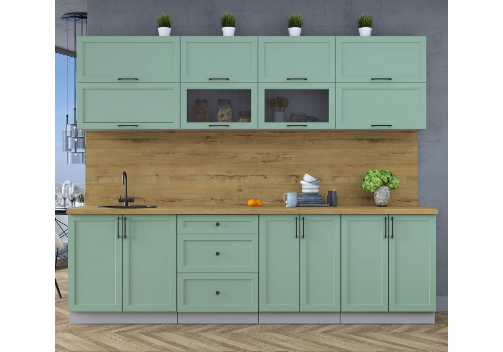 Готовая кухня Тренд Soft-touch 2,7Б (Мята/Мята) фабрика Интерлиния в Минске Готовая кухня Тренд Soft-touch 2,7Б (Мята/Мята) фабрика Интерлиния