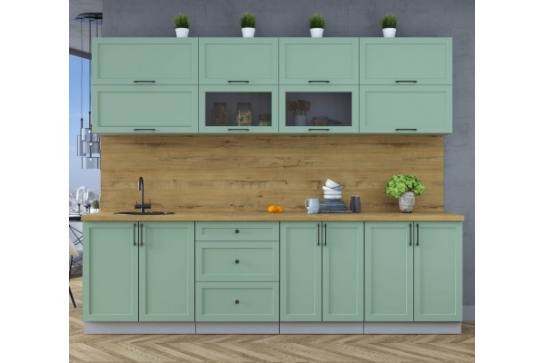 Готовая кухня Тренд Soft-touch 2,7Б (Мята/Мята) фабрика Интерлиния