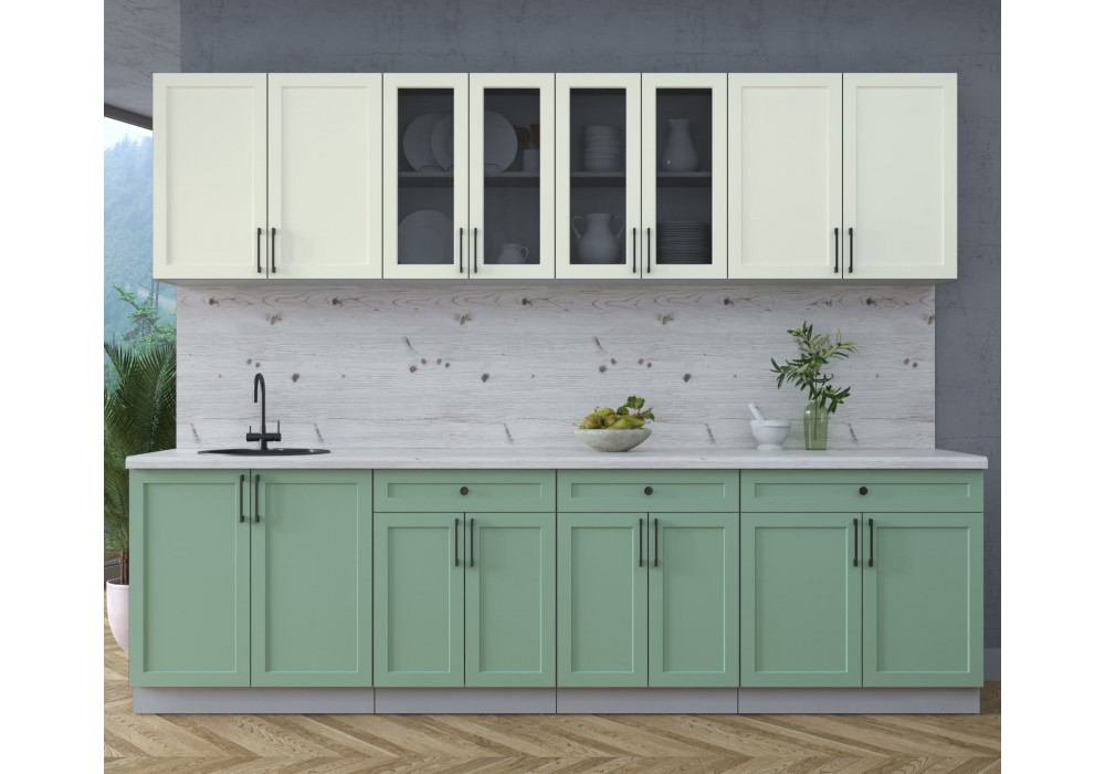Готовая кухня Тренд Soft-touch 2,8А (Белый/Мята) фабрика Интерлиния в Минске Готовая кухня Тренд Soft-touch 2,8А (Белый/Мята) фабрика Интерлиния