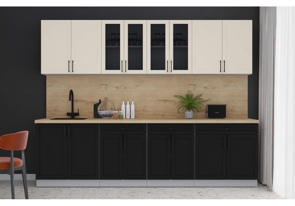 Готовая кухня Тренд Soft-touch 2,8А (Белый/Черный) фабрика Интерлиния в Минске Готовая кухня Тренд Soft-touch 2,8А (Белый/Черный) фабрика Интерлиния