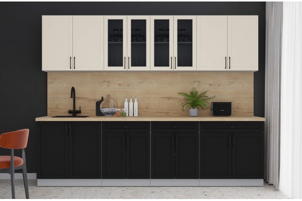 Готовая кухня Тренд Soft-touch 2,8А (Белый/Черный) фабрика Интерлиния