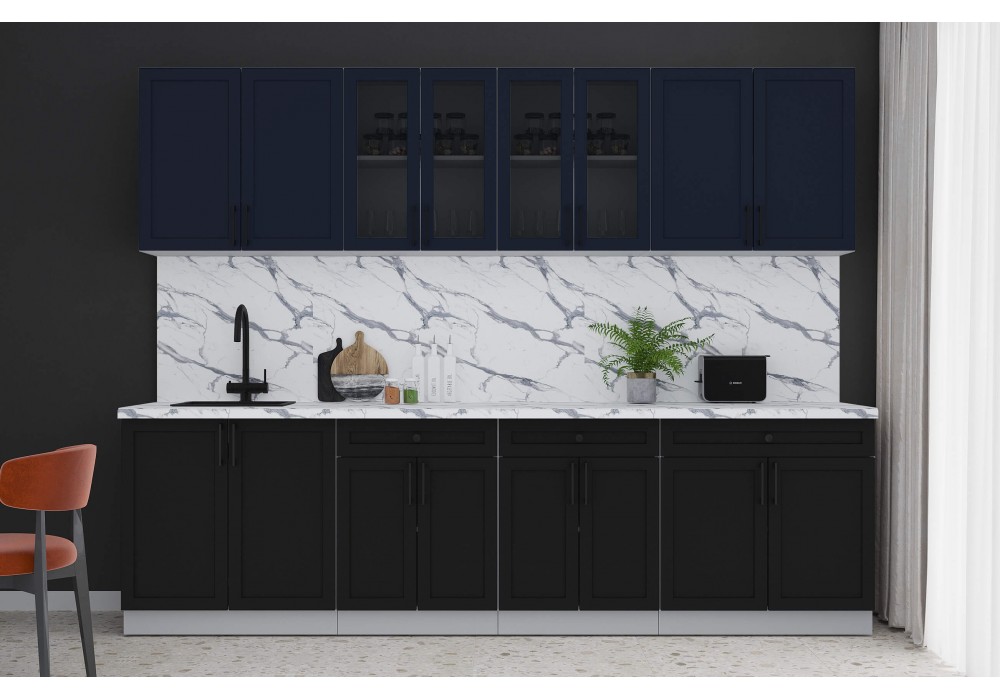Готовая кухня Тренд Soft-touch 2,8А (Индиго/Черный) фабрика Интерлиния в Минске Готовая кухня Тренд Soft-touch 2,8А (Индиго/Черный) фабрика Интерлиния